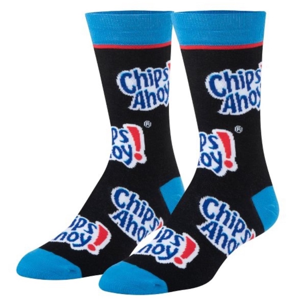 Chips Ahoy NWT Cookie Novelty Colorful Wild Crazy Socks Blue Red Men’s OS 6-12